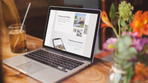 real estate digital marketing image with laptop